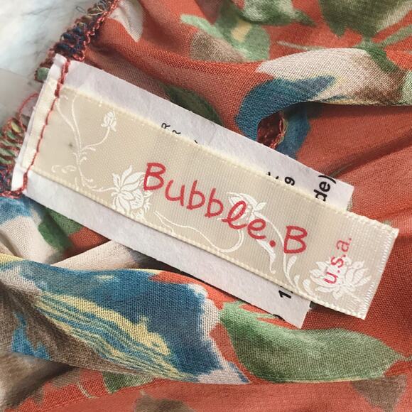 Bubble B Orange Floral Print Sheer Blouse Top 1XL - Picture 8 of 12